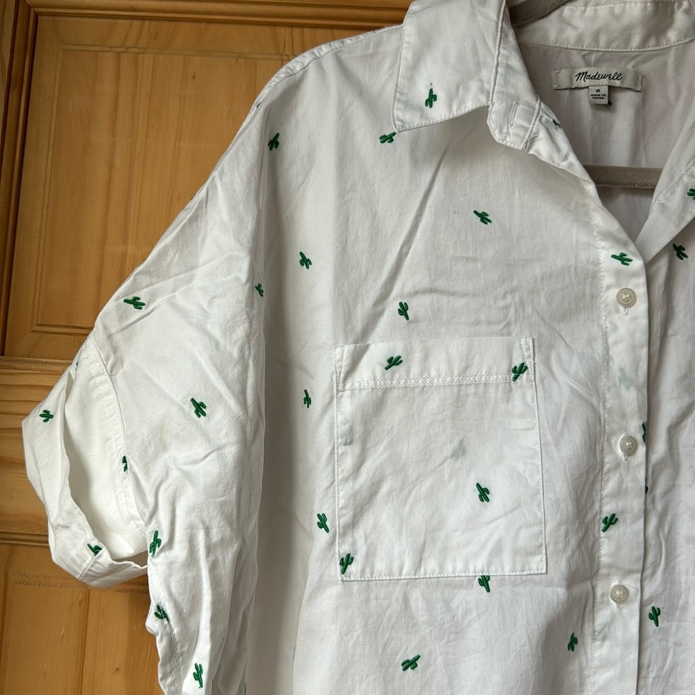 Madewell cactus white short sleeve button down